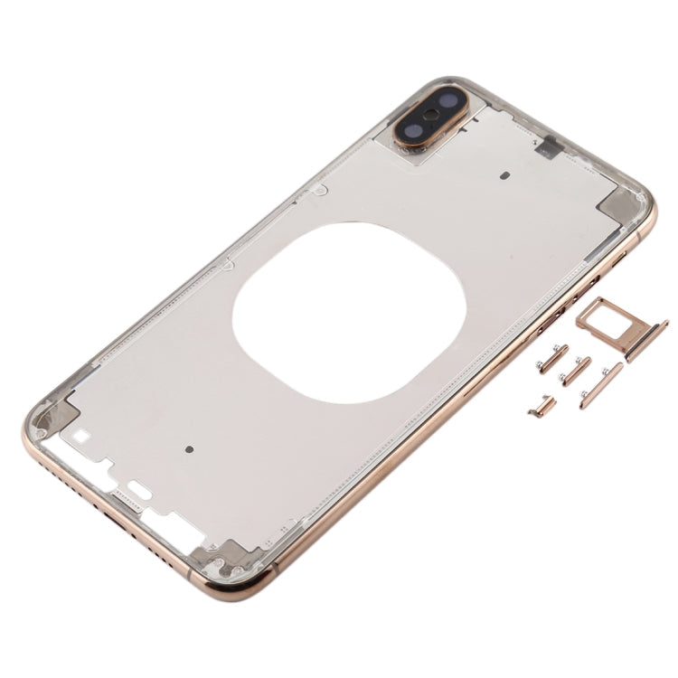 Transparent Back Cover with Camera Lens SIM Card Tray and Side Keys for iPhone XS Max (Gold)