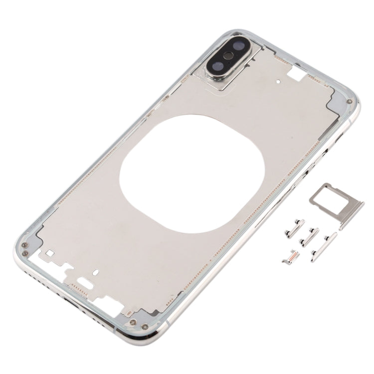 Transparent Back Cover with Camera Lens SIM Card Tray and Side Keys for iPhone XS Max (White)