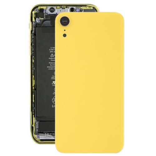 Coque arrière de batterie avec lunette et objectif de caméra arrière et adhésif pour iPhone XR (jaune)