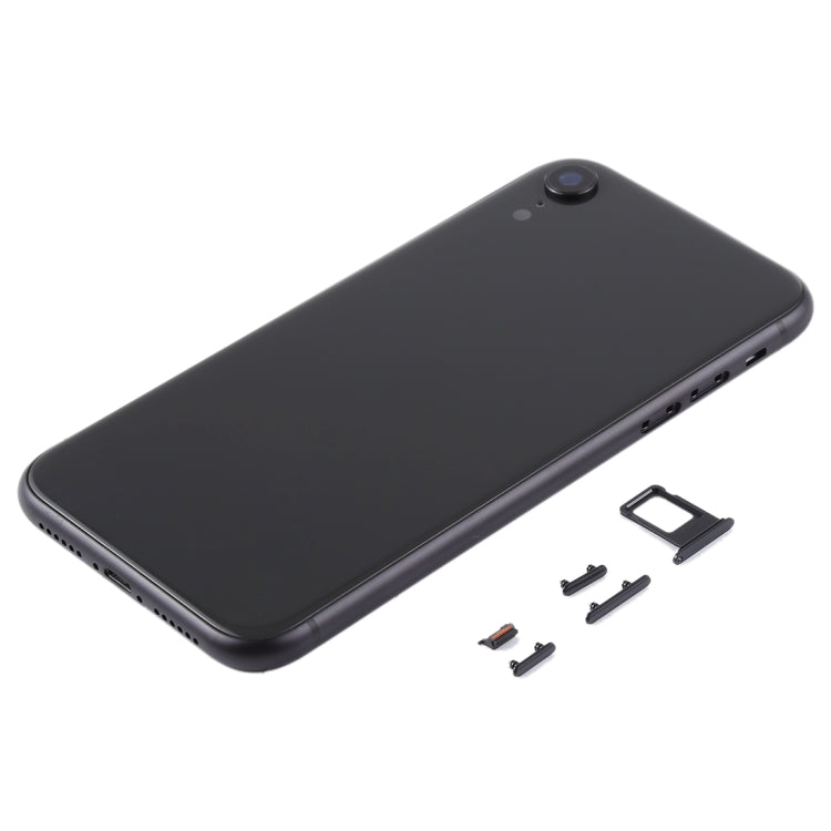 Coque arrière avec objectif de caméra et plateau de carte SIM et touches latérales pour iPhone XR (noir)