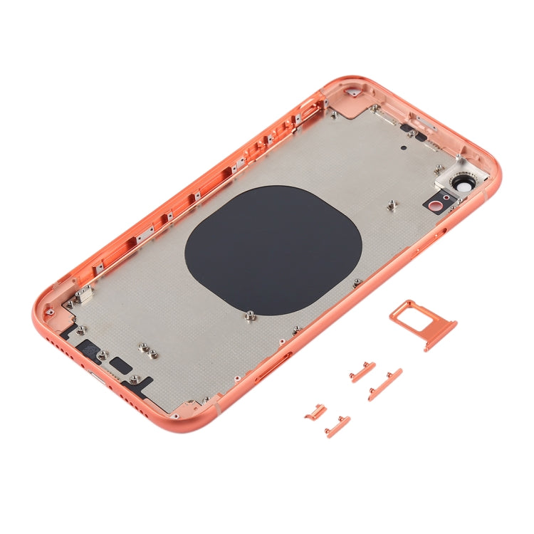 Back Housing Cover with Camera Lens and SIM Card Tray and Side Keys for iPhone XR (Coral)
