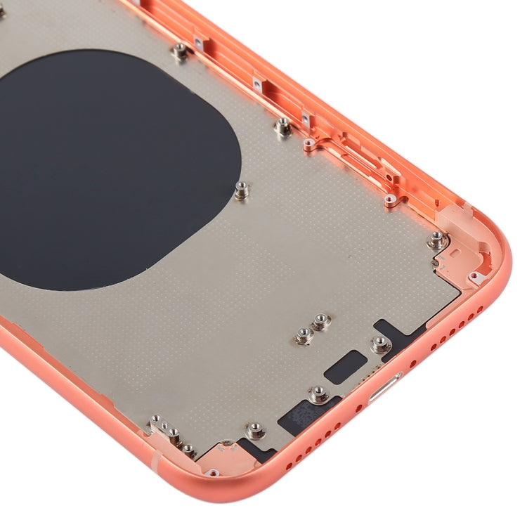 Back Housing Cover with Camera Lens and SIM Card Tray and Side Keys for iPhone XR (Coral)