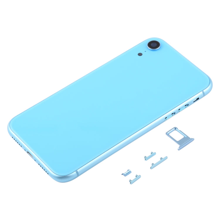 Back Housing Cover with Camera Lens and SIM Card Tray and Side Keys for iPhone XR (Blue)