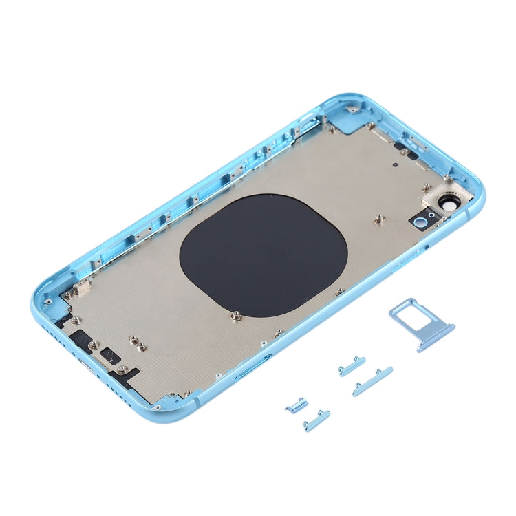 Cubierta de la Carcasa Trasera con Lente de Cámara y Bandeja de Tarjeta SIM y Teclas Laterales Para iPhone XR (Azul)