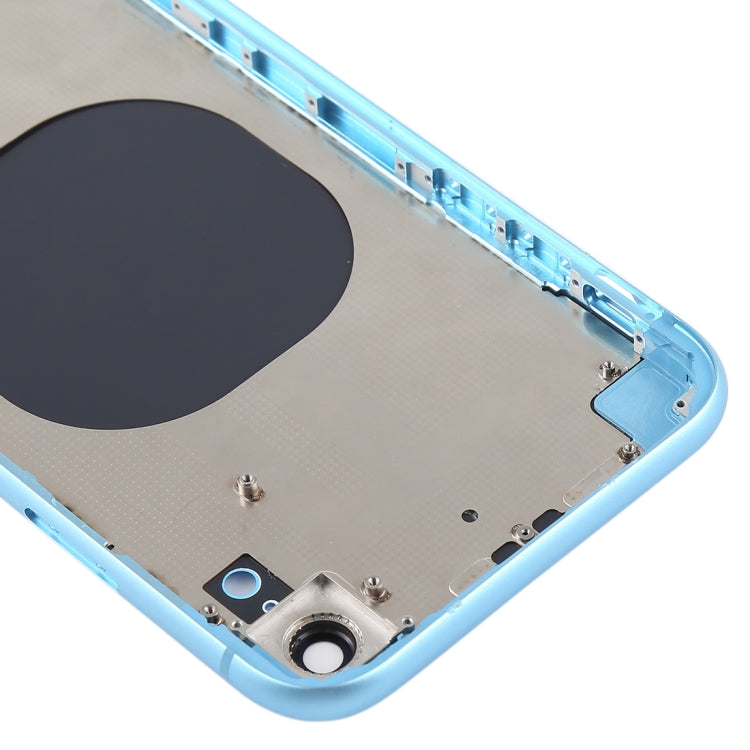 Coque arrière avec objectif de caméra et plateau de carte SIM et touches latérales pour iPhone XR (bleu)