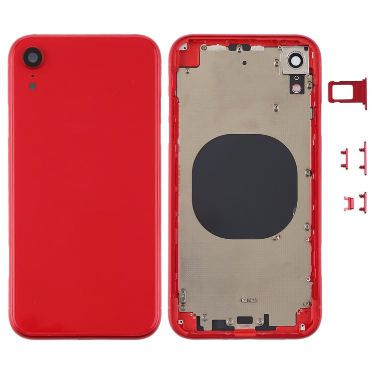 Coque arrière avec objectif de caméra et plateau de carte SIM et touches latérales pour iPhone XR (rouge)