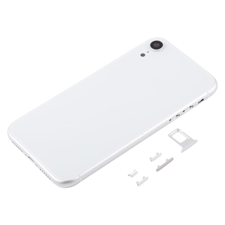 Coque arrière avec objectif de caméra et plateau de carte SIM et touches latérales pour iPhone XR (Blanc)