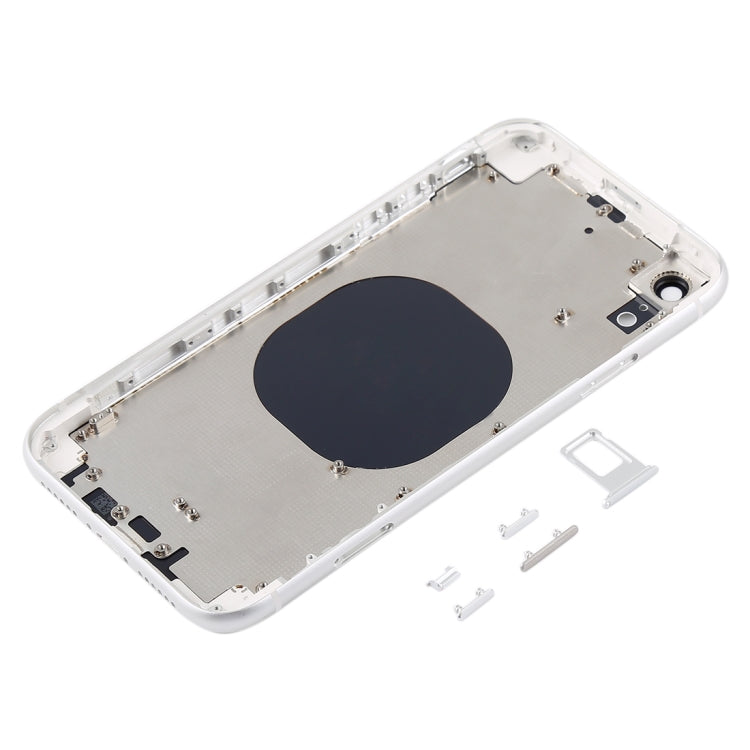 Back Housing Cover with Camera Lens and SIM Card Tray and Side Keys for iPhone XR (White)