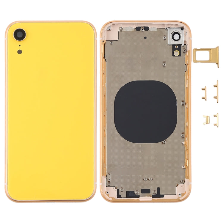 Back Housing Cover with Camera Lens SIM Card Tray and Side Keys for iPhone XR (Yellow)