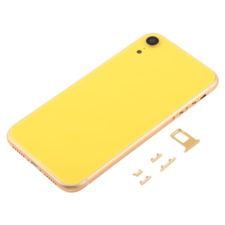 Coque arrière avec objectif de caméra, plateau de carte SIM et touches latérales pour iPhone XR (jaune)