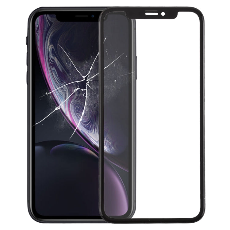 Front Screen Outer Glass Lens with Frame + Transparent OCA Adhesive for iPhone XR (Black)