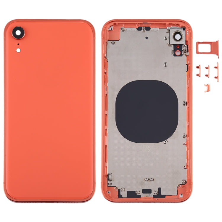 Square Frame Battery Back Cover with SIM Card Tray and Side Keys for iPhone XR (Orange)