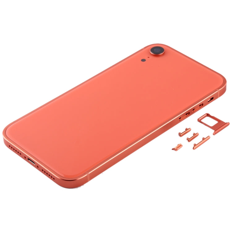 Square Frame Battery Back Cover with SIM Card Tray and Side Keys for iPhone XR (Orange)