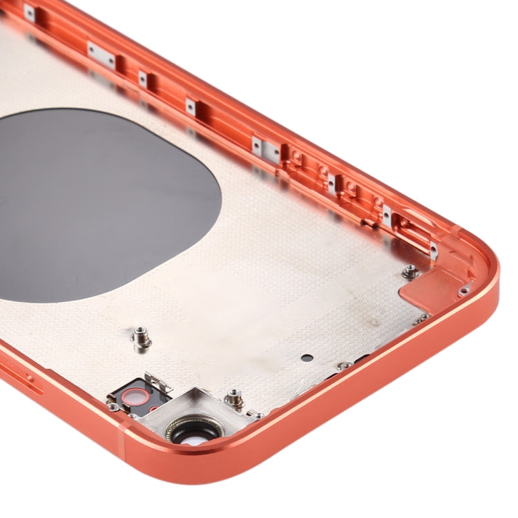 Coque arrière de batterie à cadre carré avec plateau pour carte SIM et touches latérales pour iPhone XR (Orange)