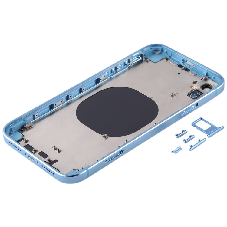 Square Frame Battery Back Cover with SIM Card Tray and Side Keys for iPhone XR (Blue)