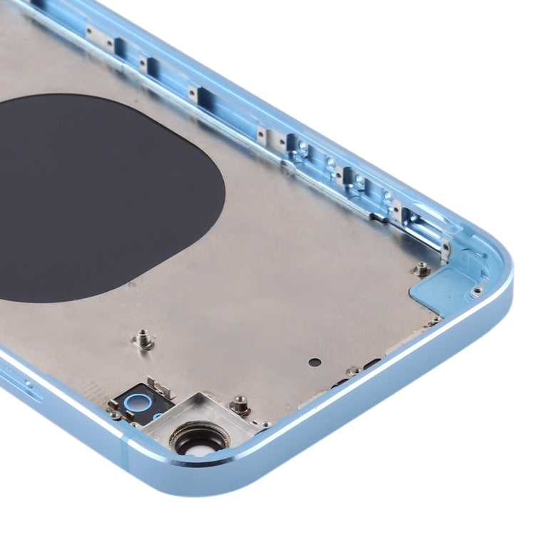 Coque arrière de batterie à cadre carré avec plateau pour carte SIM et touches latérales pour iPhone XR (bleu)