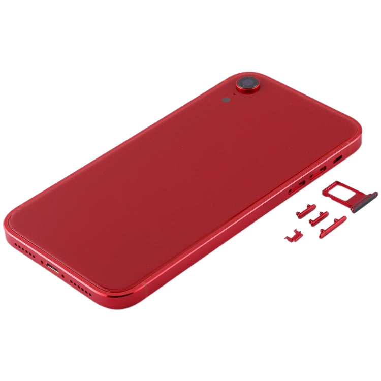 Square Frame Battery Back Cover with SIM Card Tray and Side Keys for iPhone XR (Red)
