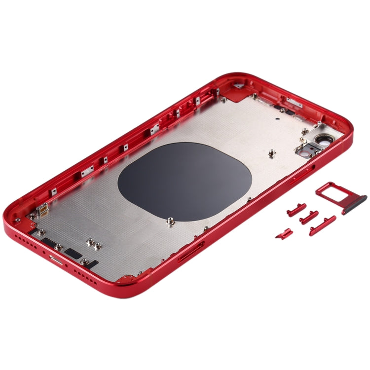 Coque arrière de batterie à cadre carré avec plateau pour carte SIM et touches latérales pour iPhone XR (rouge)