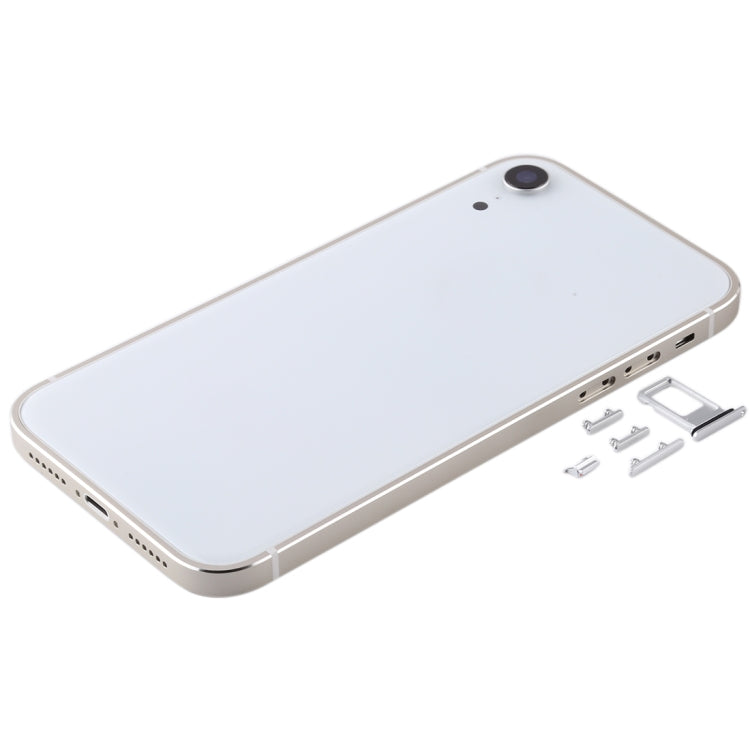 Square Frame Battery Back Cover with SIM Card Tray and Side Keys for iPhone XR (White)