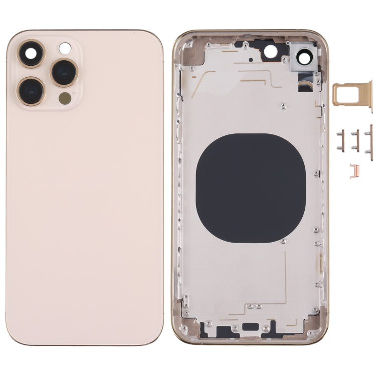 Coque arrière en matériau imitation acier inoxydable pour iPhone 13 Pro pour iPhone XR (doré)