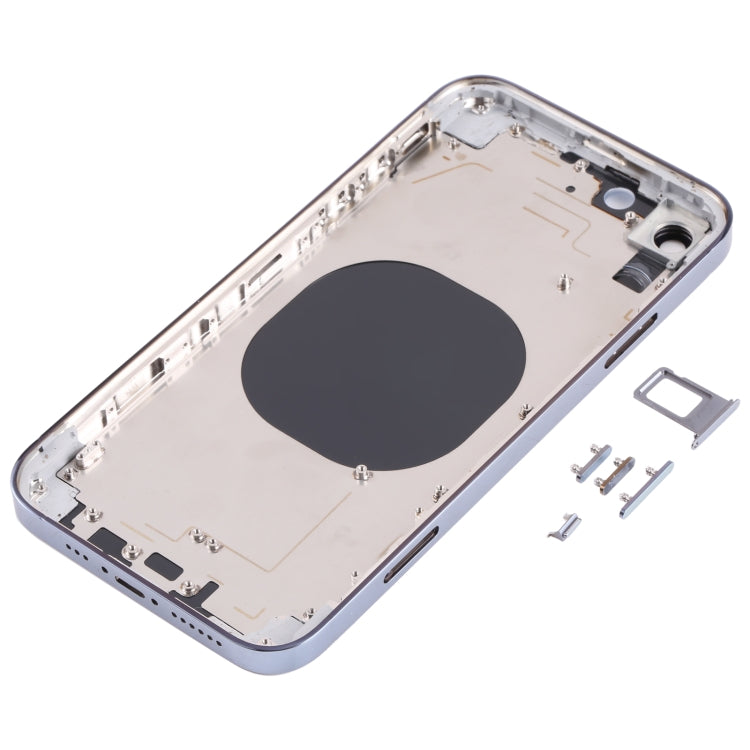 Coque arrière en matériau imitation acier inoxydable pour iPhone 13 Pro Look pour iPhone XR (Bleu)