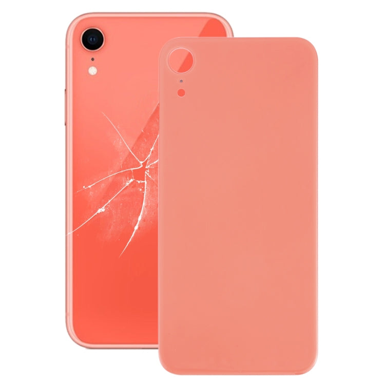 Easy Replacement Large Camera Hole Glass Back Battery Cover with Adhesive for iPhone XR (Coral)