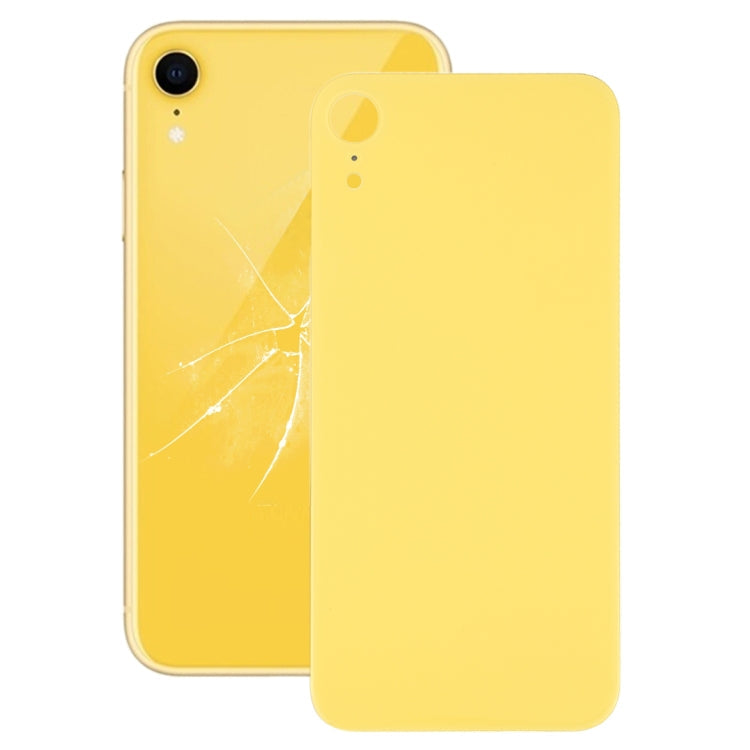 Couvercle de batterie arrière en verre avec trou de caméra facile à remplacer avec adhésif pour iPhone XR (jaune)