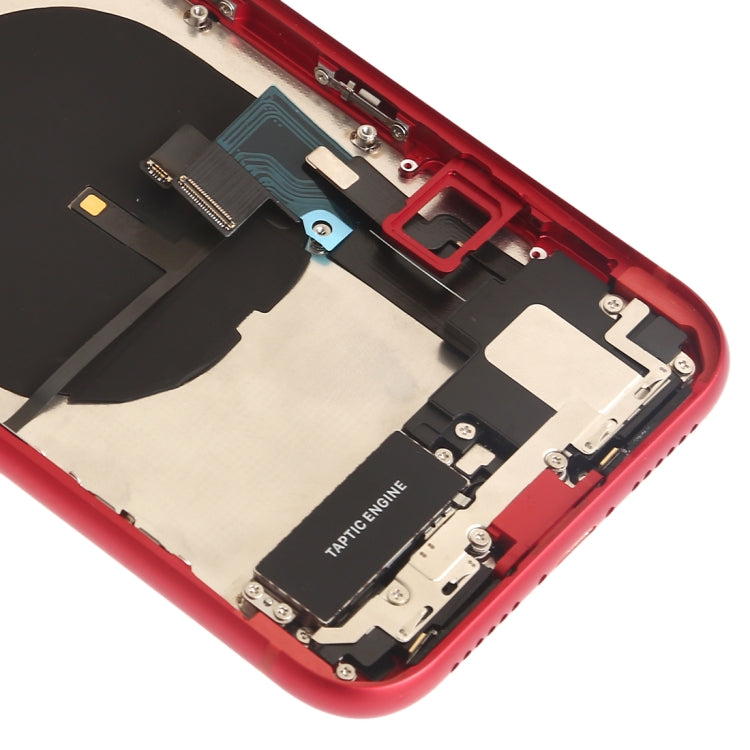 Battery Back Cover Assembly (with Side Keys Speaker Motor Camera Lens Card Tray and Power Button + Volume Button + Charging Port + Signal Flex Cable and Wireless Charging Module) for iPhone XR (Red)