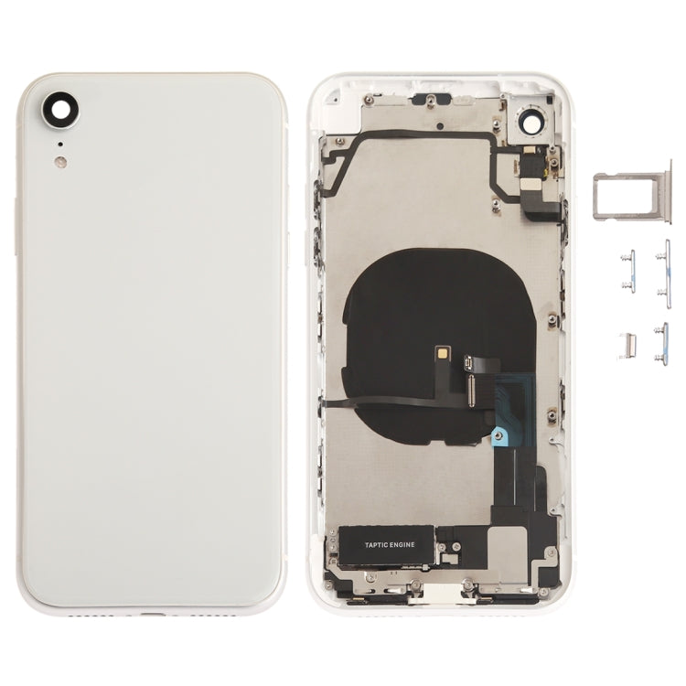 Battery Back Cover Assembly (with Side Keys Speaker Motor Camera Lens Card Tray and Power Button + Volume Button + Charging Port + Signal Flex Cable and Wireless Charging Module) for iPhone XR (Silver)