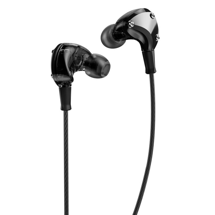 WK Y21 3.5mm Metal Rivets HiFi Stereo In-Ear Wired Control Music Earphone Cable Length: 1.25m (Black)