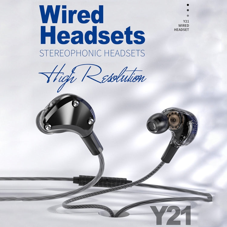 WK Y21 3,5 mm Métal Rivets HiFi Stéréo In-Ear Filaire Contrôle Musique Écouteur Câble Longueur : 1,25 m (Noir)