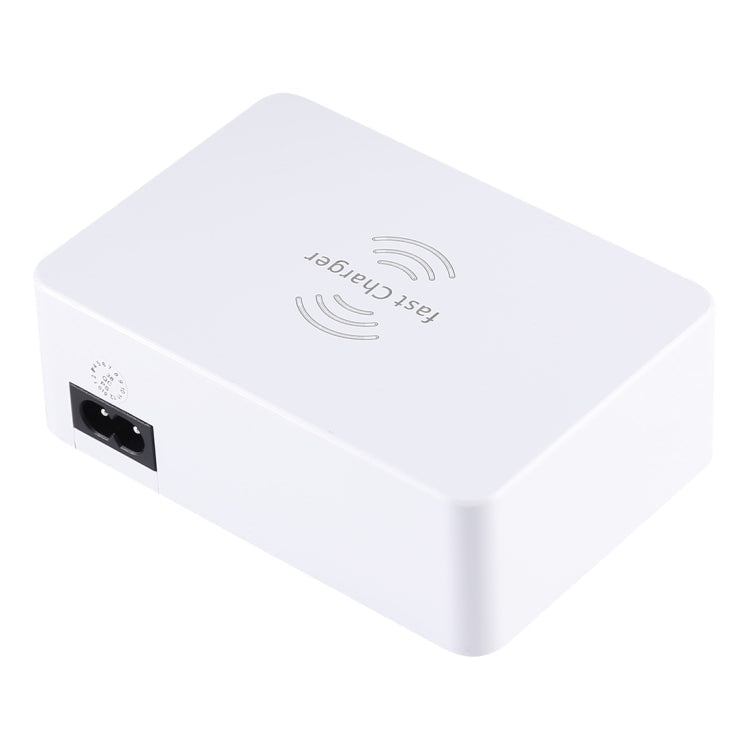 WLX-818F 6 in 1 10W QC3.0 Wireless Charging + USB-C/Type-C + 4 USB Ports Charger with Smart LCD Display EU/AU Plug