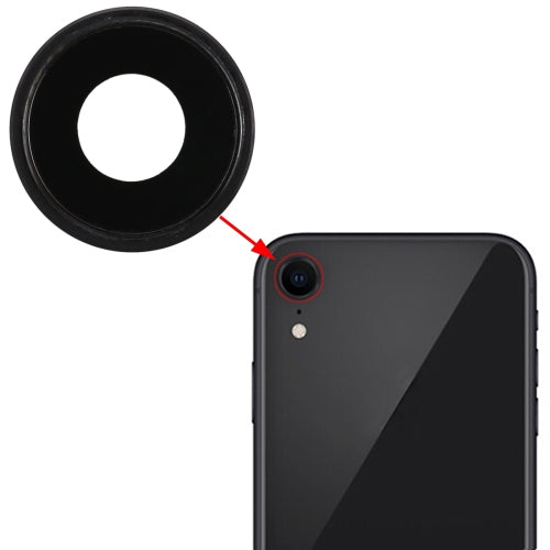 Lunette de caméra arrière avec couvercle d'objectif pour iPhone XR (noir)