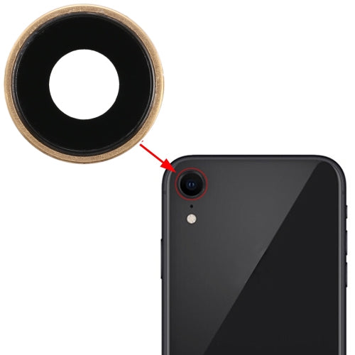 Lunette de caméra arrière avec couvercle d'objectif pour iPhone XR (or)