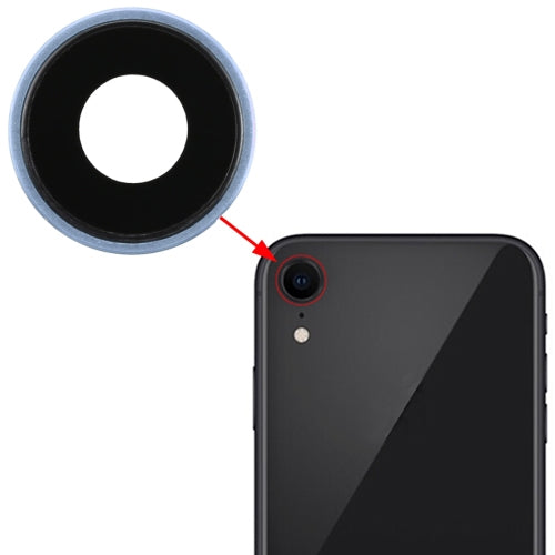 Lunette de caméra arrière avec couvercle d'objectif pour iPhone XR (Bleu)