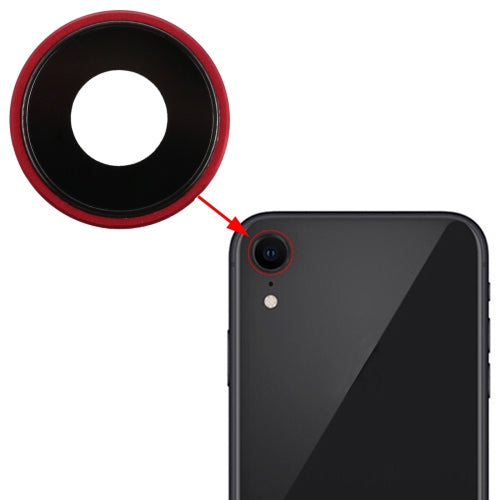 Lunette de caméra arrière avec cache d'objectif pour iPhone XR (rouge)