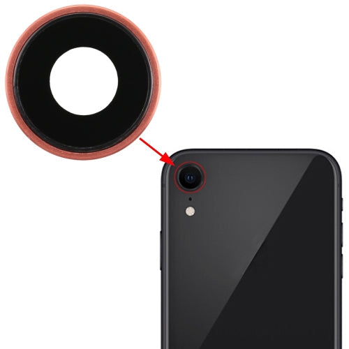 Lunette de caméra arrière avec couvercle d'objectif pour iPhone XR (or rose)
