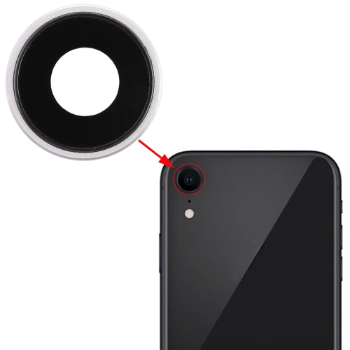 Lunette de caméra arrière avec couvercle d'objectif pour iPhone XR (Blanc)