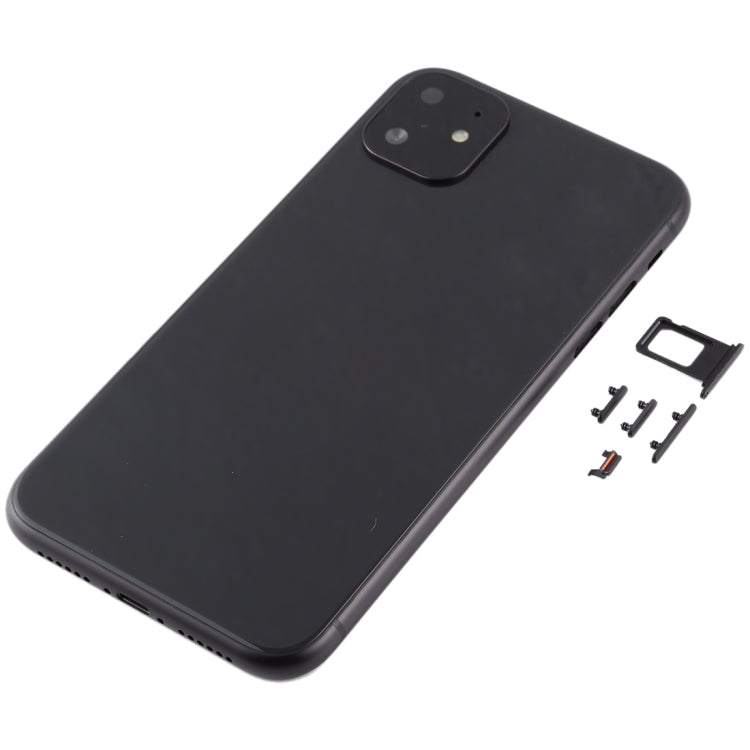 iP11 Imitation Look Back Housing Cover for iPhone XR (with SIM Card Tray and Side Keys) (Black)