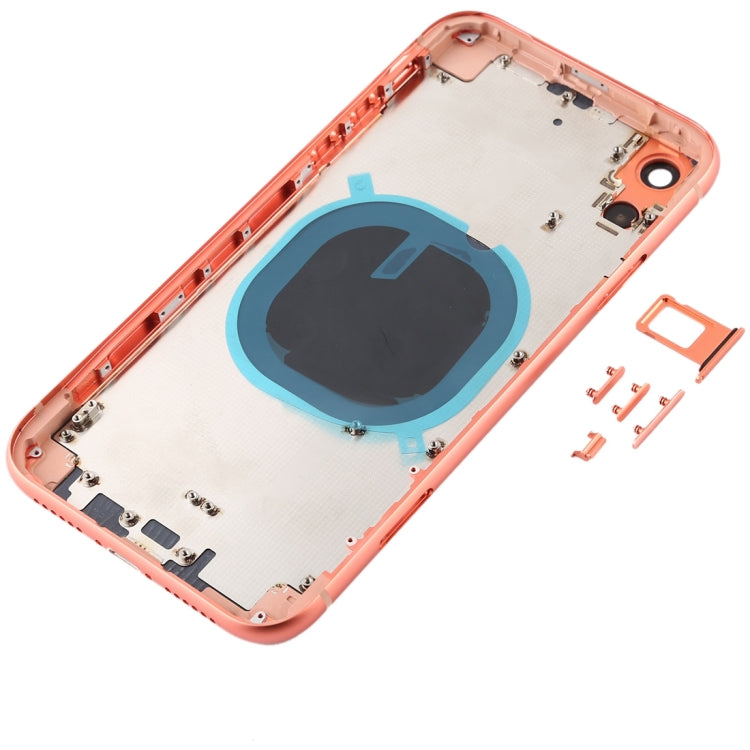 iP11 Imitation Look Back Housing Cover for iPhone XR (with SIM Card Tray and Side Keys) (Coral)