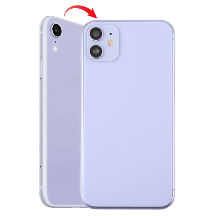 iP11 Imitation Look Back Housing Cover for iPhone XR (with SIM Card Tray and Side Keys) (Purple)