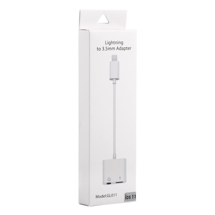 GL011 8 Pin Female + 3.5mm Female to 8 Pin Male 2 in 1 Audio Charging Adapter For iPhone XR / iPhone XS MAX / iPhone X &amp; XS / iPhone 8 &amp; 8 Plus / iPhone 7 &amp; 7 Plus / iPhone 6 &amp; 6s and 6 Plus and 6s Plus / iPad (White)
