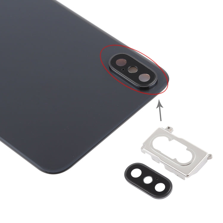 Tapa Trasera de Batería con Bisel y Lente de Cámara Trasera y Adhesivo Para iPhone XS (Negro)