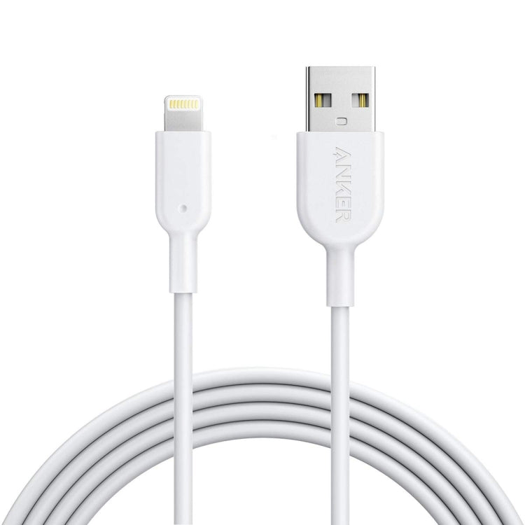 Anker Powerline II Câble de données de charge USB vers 8 broches certifié MFI Longueur : 0,9 m (blanc)
