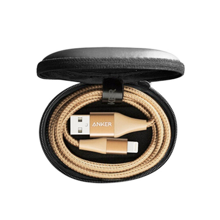ANKER A8452 Powerline + II USB vers 8 broches Apple MFI certifié chariots détachables en nylon longueur du câble de données de charge : 0,9 m (doré)