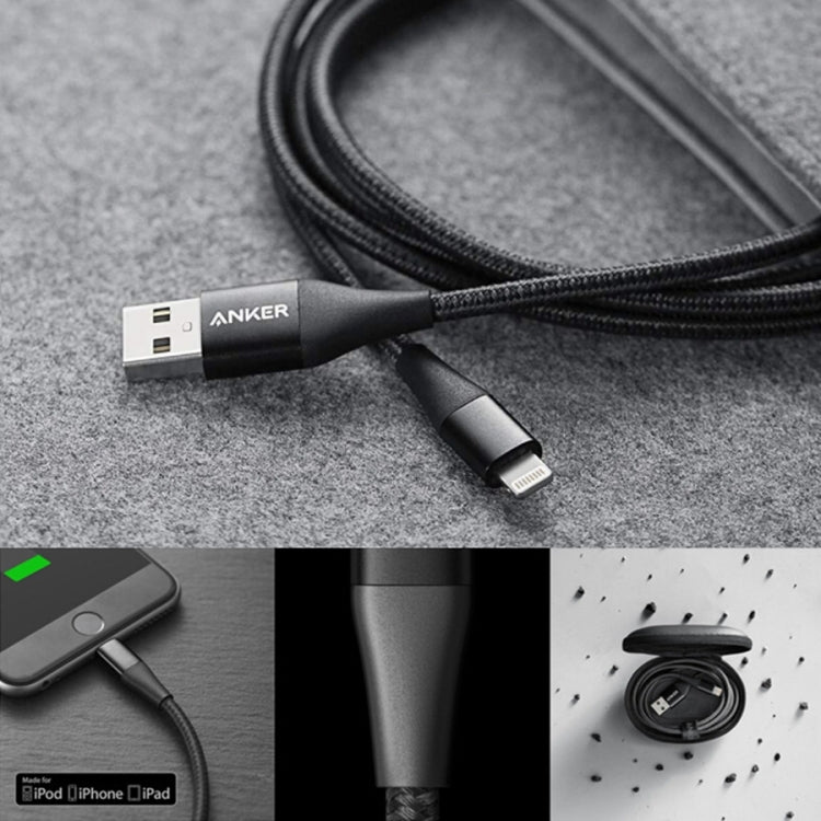 ANKER A8452 Powerline + II USB vers 8 broches Apple MFI certifié chariots détachables en nylon longueur du câble de données de charge : 0,9 m (doré)