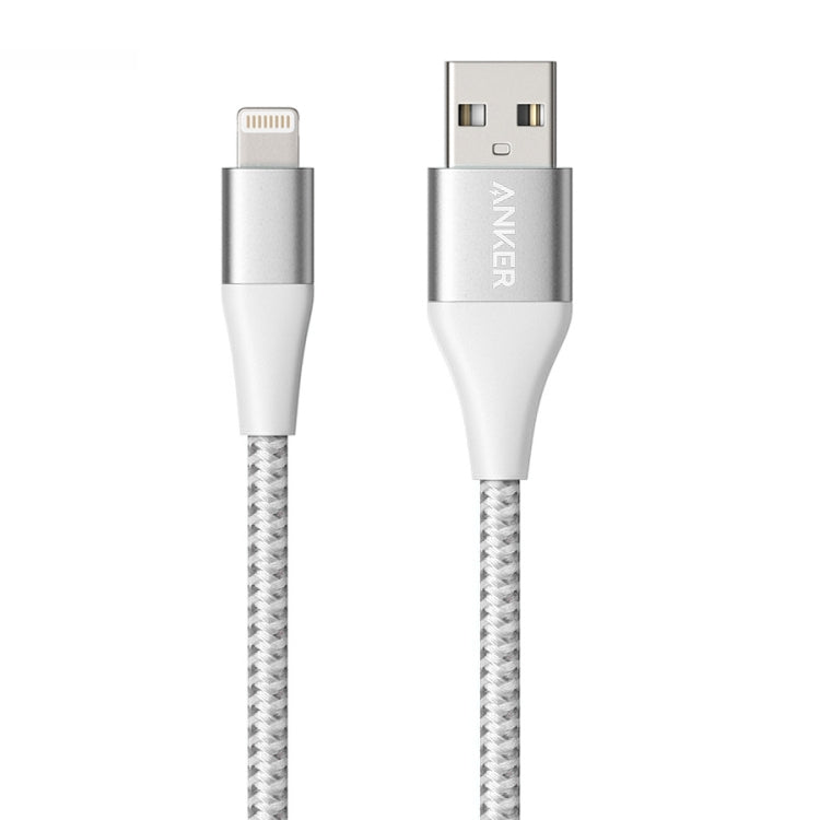 ANKER A8452 Powerline + II USB vers 8 broches Apple certifié MFI Chariots amovibles en nylon Longueur du câble de données de charge : 0,9 m (Argent)