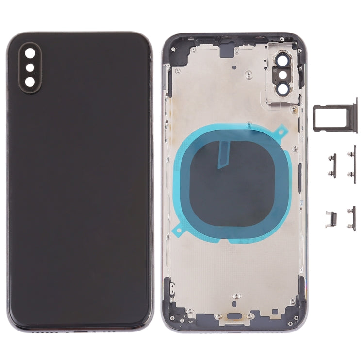 Boîtier arrière avec plateau de carte SIM pour objectif d'appareil photo et touches latérales pour iPhone XS (noir)