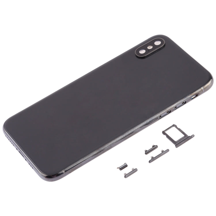 Boîtier arrière avec plateau de carte SIM pour objectif d'appareil photo et touches latérales pour iPhone XS (noir)
