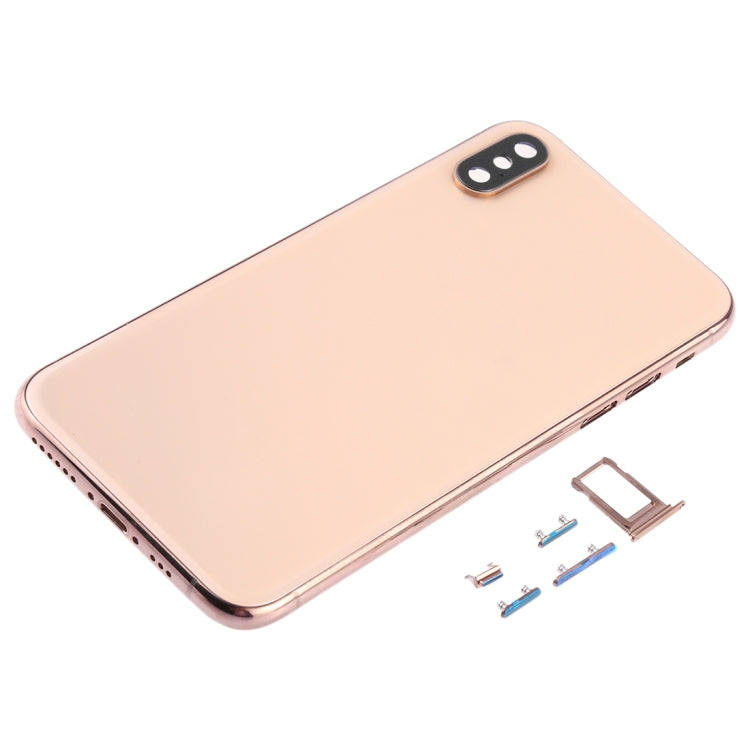 Back Housing with Camera Lens SIM Card Tray and Side Keys for iPhone XS (Gold)